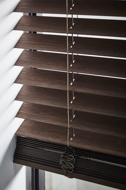 Stellar Tian Customizable Wood Horizontal Cordless Window Blinds Outside or Inside Mount Multi Color
